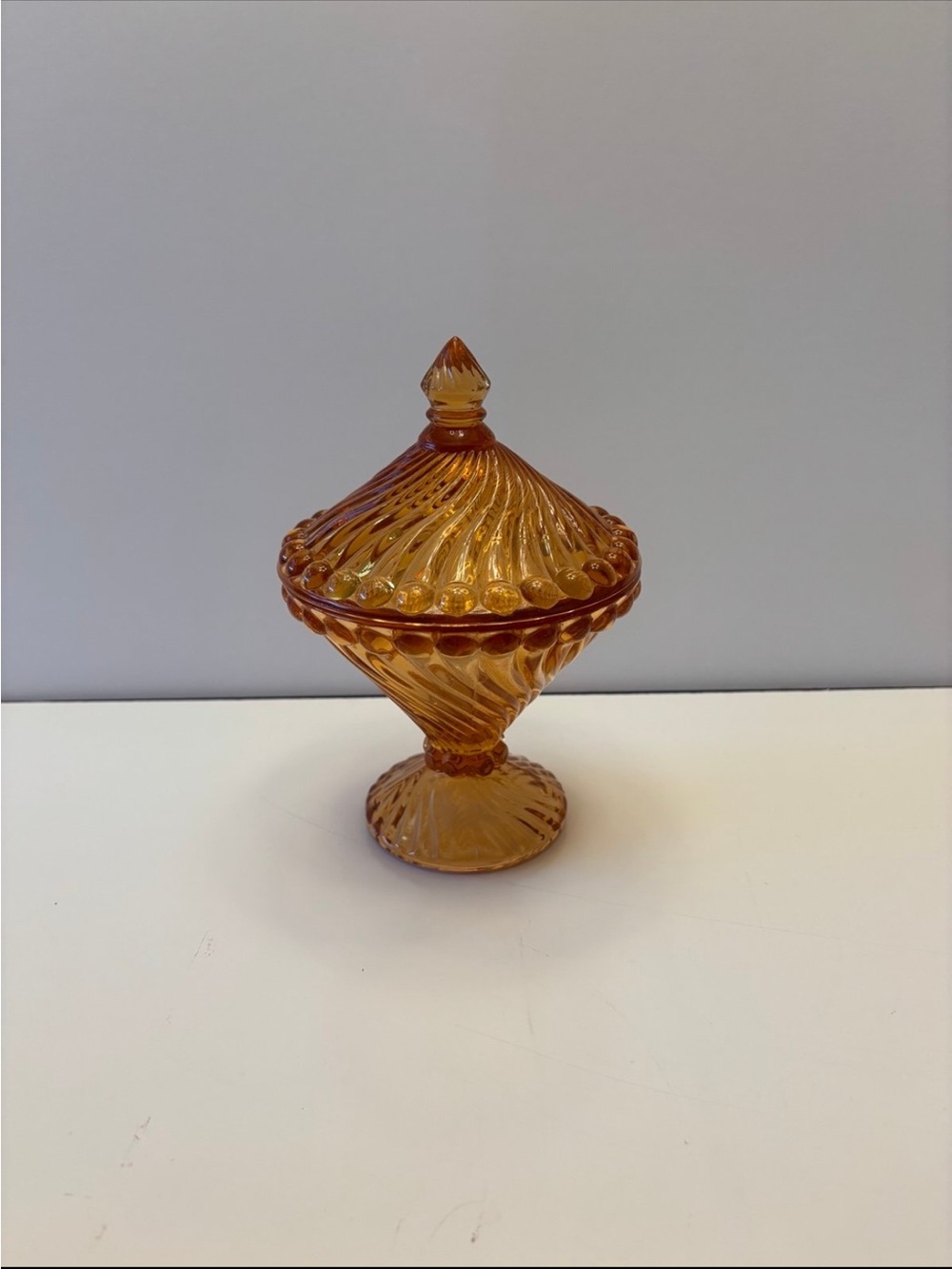 Vintage Anchor Hocking Amber Fairfield lidded candy dish